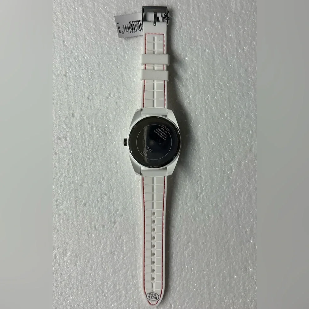 Guess Men's Watch‎ Multifunction W1256G2 Dash White Silicone Wristwatch NWOB.